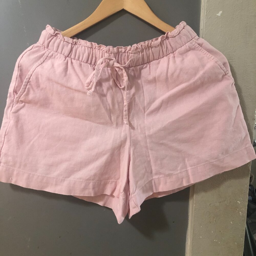 GAP linen blend shorts Size XS petal pink midrise pockets drawstring preppy - Picture 2 of 13
